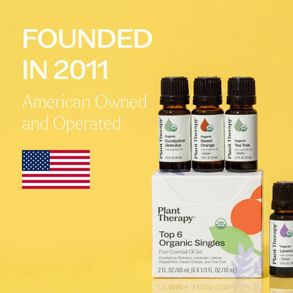 Plant Therapy Top 6 USDA Organic Essential Oil Set for Diffusion & Topical