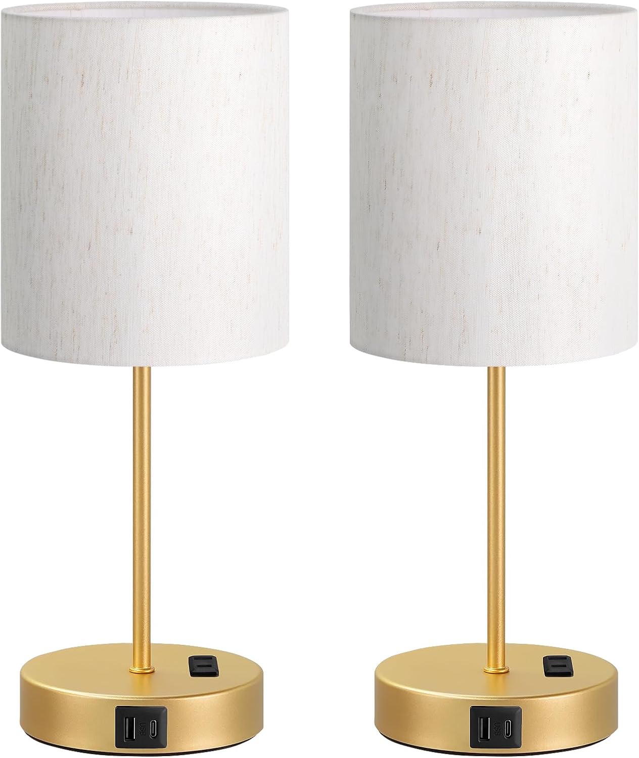 Blue Touch Lamps for Nightstand Set of 2 - Bedside Table Lamp for Bedroom with Dual USB Ports & AC Outlet, 3-Way Dimmable Lamps for Living Room Boys Room, Night Light with 5000K Daylight Bulbs