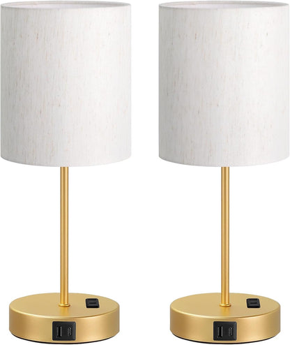 Blue Touch Lamps for Nightstand Set of 2 - Bedside Table Lamp for Bedroom with Dual USB Ports & AC Outlet, 3-Way Dimmable Lamps for Living Room Boys Room, Night Light with 5000K Daylight Bulbs