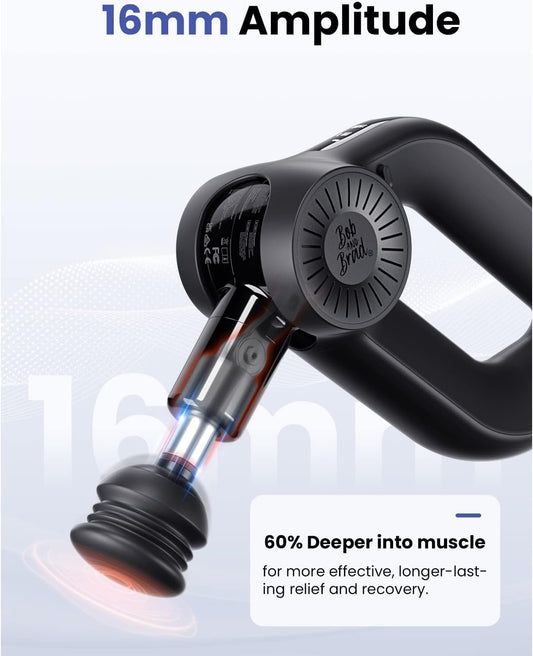 BOB AND BRAD D6 Pro Plus Massage Gun with Heat, Deep Tissue Percussion with 16mm Amplitude, Professional Muscle Massager Gun for Athletes, Quiet Electric Handheld Massager