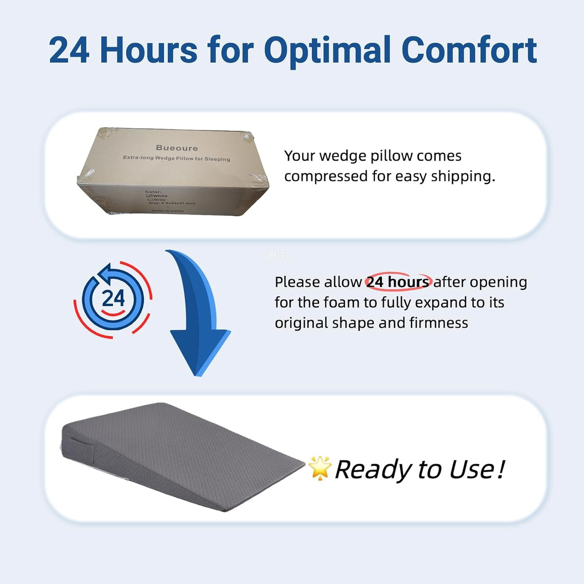 FSA Eligible 31" Extra-Long Wedge Pillow for Sleeping, Reflux, Snoring,Gray