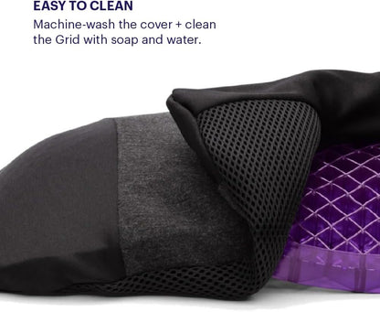 Purple Royal Seat Cushion, Portable 2 Inch Gel Seat Cushion, GelFlex Grid | Handles for Car, Office Chair, Stadium - Pressure-Reducing for Hard Seats, Temperature-Neutral, No-Slip - Made in USA