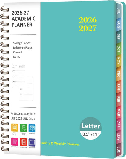 Planner 2026-2027, Weekly and Monthly Calendar Planner, JUL 2026 - JUN 2027 | A5(6.3'' x 8.5''), Hardcover, Agenda Book, Sprial Bound, Inner Pocket, Office and School Use
