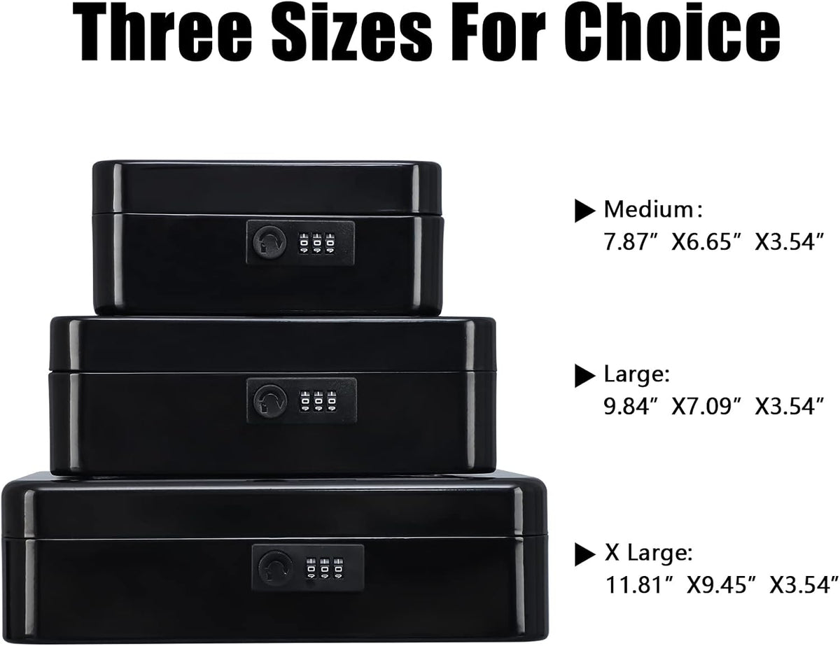 KYODOLED Small Cash Box with Combination Lock & Removable Money Tray, Black