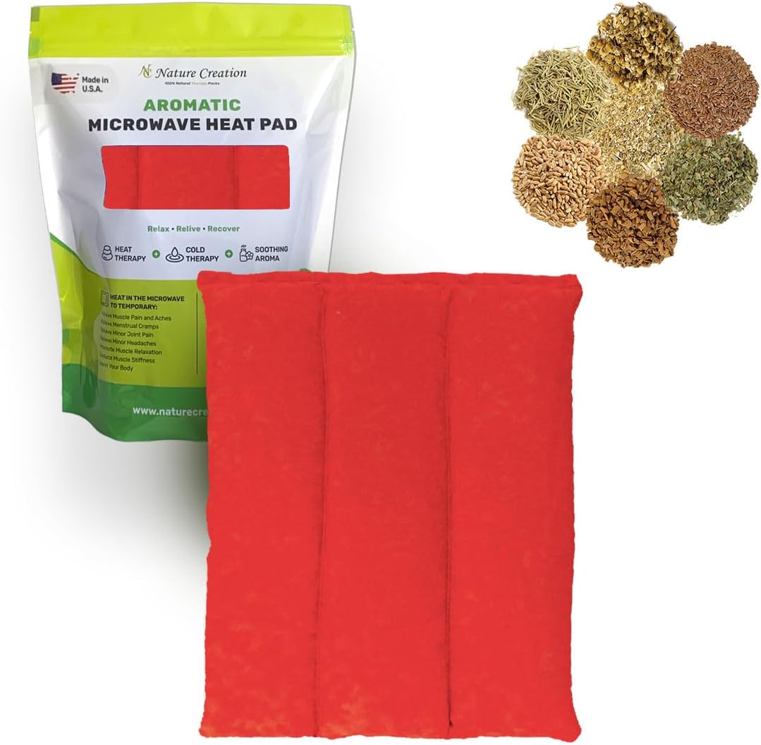 Nature Creation Microwaveable Herbal Heating Pad for Lumbar - Soothing Hot & Cold Therapy Pack for Lower Back- Soothing Relaxation, Warmth and Comfort - Lavender Flowers