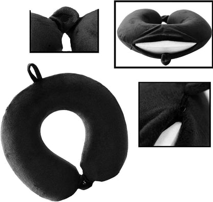 GDEOUP Travel Pillow 100% Pure Comfortable U Shape Memory Foam Pillows Neck and Head Support Portable Travel Neck Pillow Suitable for Planes Airplane for Traveling,Train,Self-Drivingng Car,(Grey)