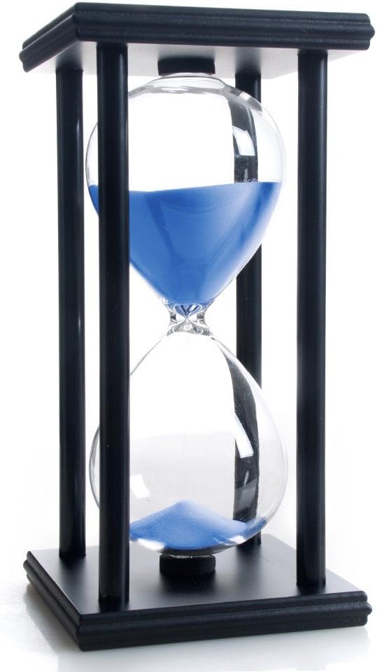 Hourglass 60 Minutes White Sand Timer, Black Wooden Frame Sandglass