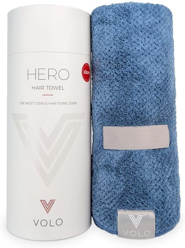 VOLO Hero Hair Towel – Ultra Soft Nanoweave™ Microfiber, Super Absorbent Quick Dry, Reduces Dry Time 50%, Anti-Frizz & Breakage, Secure Snug Strap, Large Wrap for All Hair Types - Luna Gray