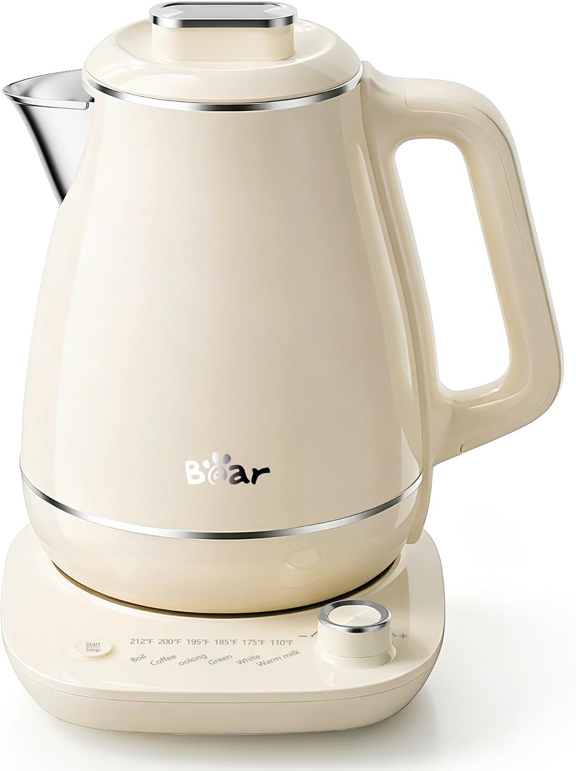 Bear Electric Kettle, 1.5L 304 Stainless Steel Water Boiler, 1500W Fast Boiling Tea Kettle with Double Wall Cool Touch, Auto Shut-Off & Boil-Dry Protection, BPA-Free, Cream
