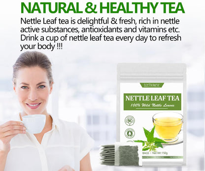 Premium 100 Stinging Nettle Leaf Tea Bags, Made with 100% Wild Nettle Leaves，No Additive & Caffeine Free.