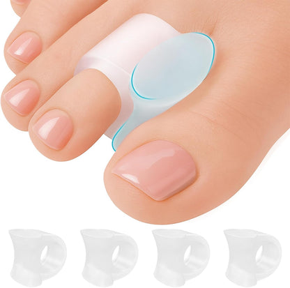 5 STARS UNITED Big Toe Spacers for Men & Women – 4 Gel Separators for Overlapping & Curled Toes, Bunions, Alignment - Diabetic Foot Care, Silicone Spreader, Corrector & Straightener, Clear