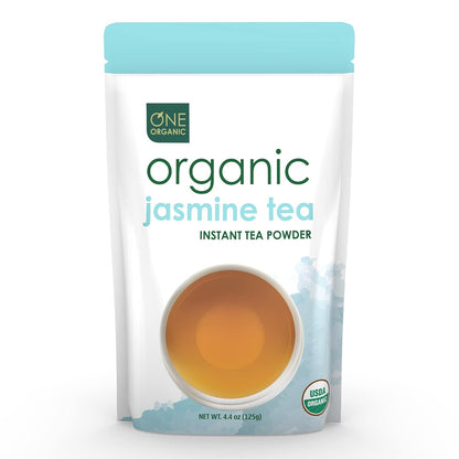 ONE ORGANIC Instant Jasmine Tea Powder - 4.4 oz. - 125 Servings - USDA Certified Organic - 100% Pure - Hot or Iced - Unsweetened