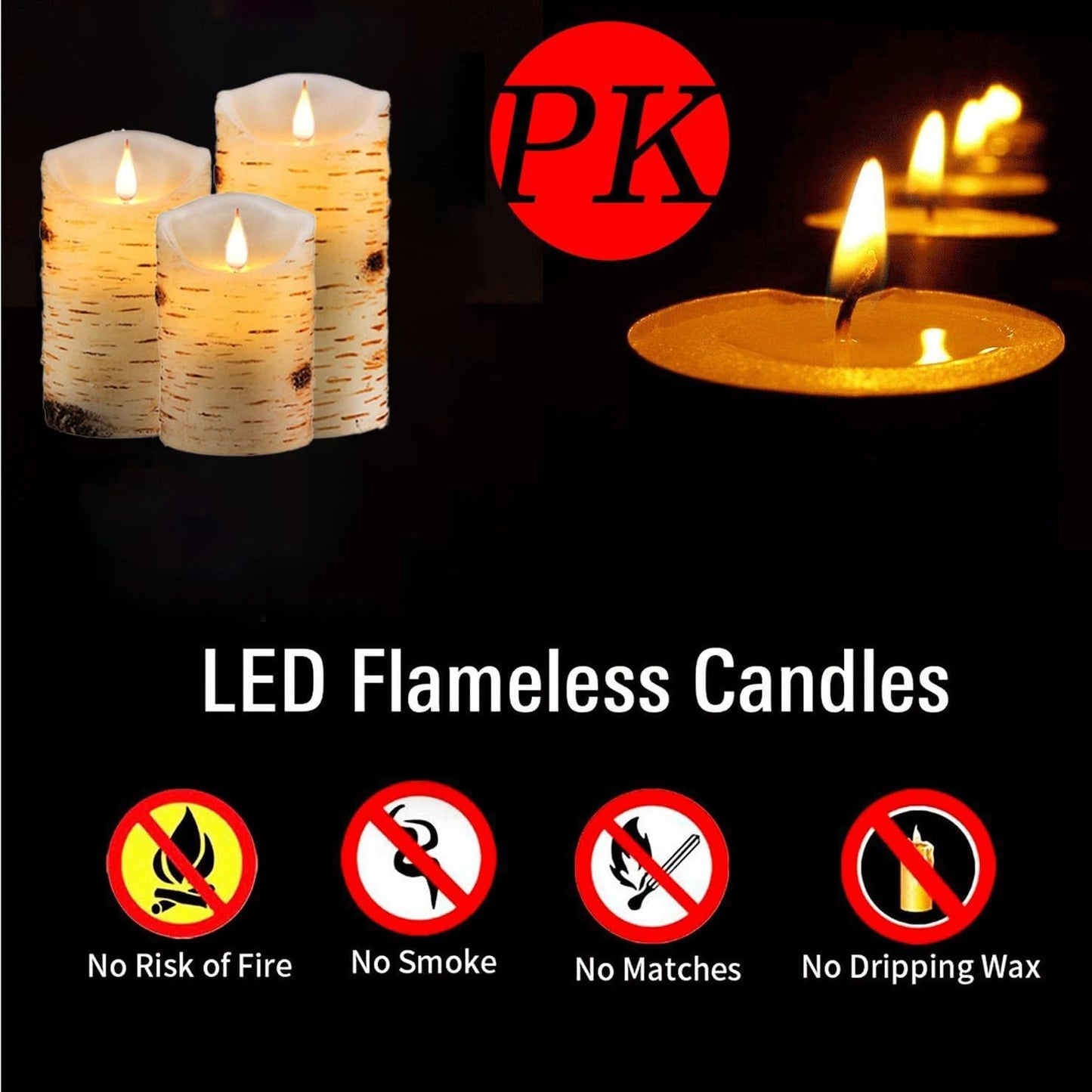 2PACK Outdoor Plastic flameless Candles with Remote Control and Timer, LED Flickering Battery Operated Electric Pillar Candles (D3 xH5.5) for Camping, Weddings, Home Decoration