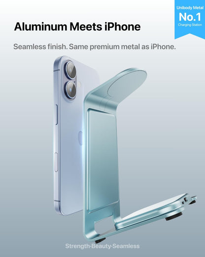 Intoval Aluminum 3 in 1 Wireless Charging Station for iPhone 17 16 15 14 13 12 11 Pro Max XR, Wireless Charger for Apple Watch 11 10 9 8 7 Ultra SE 3 2, Phone Charger for AirPods 4 Pro 2 3 (Grey)