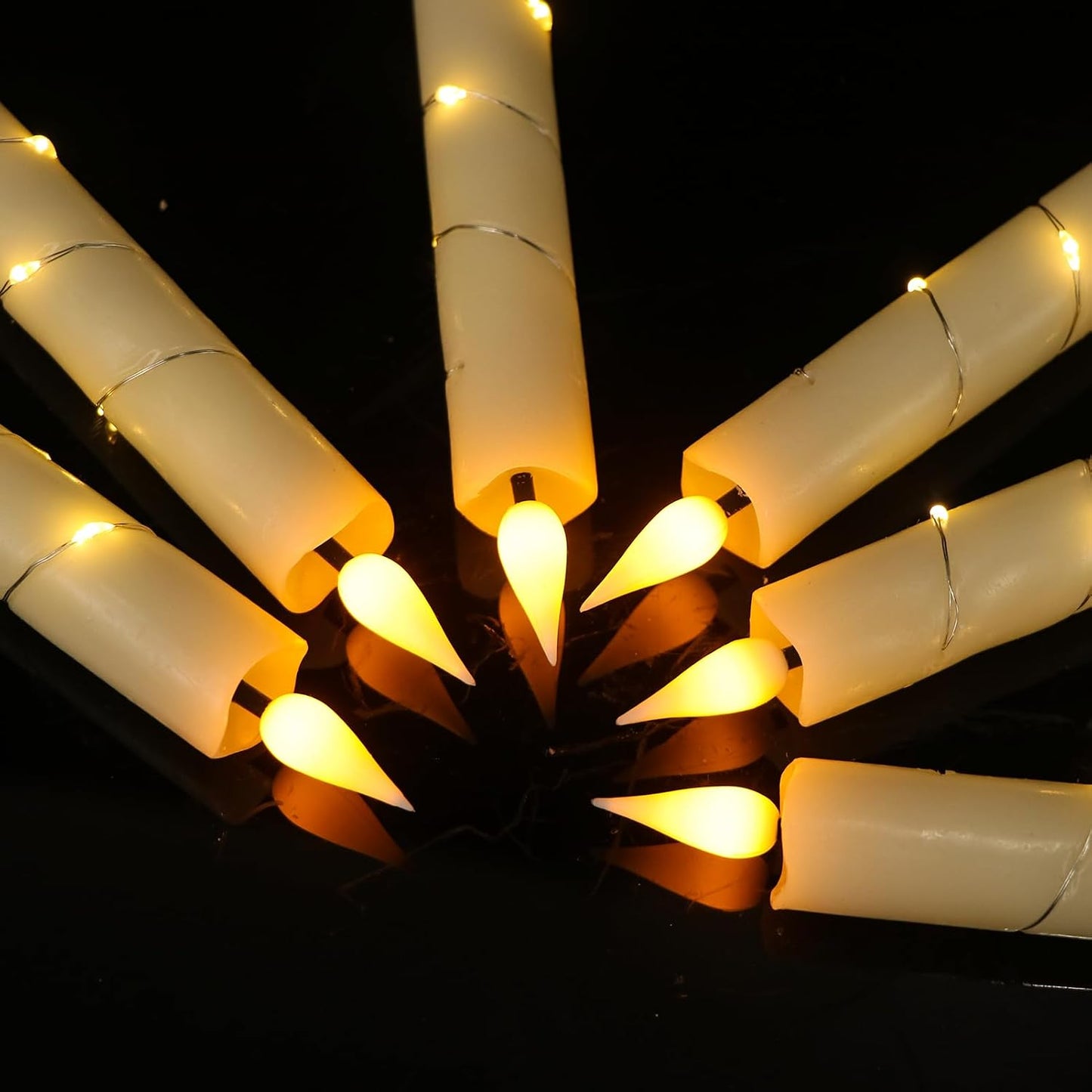 GenSwin Flameless Ivory Taper Candles Flickering with 10-Key Remote, Battery Operated Led Warm 3D Wick Light Window Candles Real Wax Pack of 6, Christmas Home Wedding Decor(0.78 X 9.64 Inch)