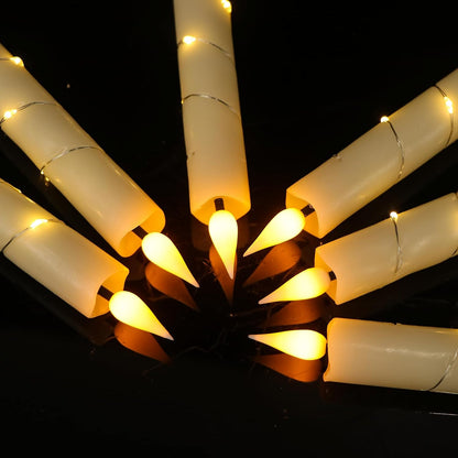 GenSwin Flameless Ivory Taper Candles Flickering with 10-Key Remote, Battery Operated Led Warm 3D Wick Light Window Candles Real Wax Pack of 6, Christmas Home Wedding Decor(0.78 X 9.64 Inch)