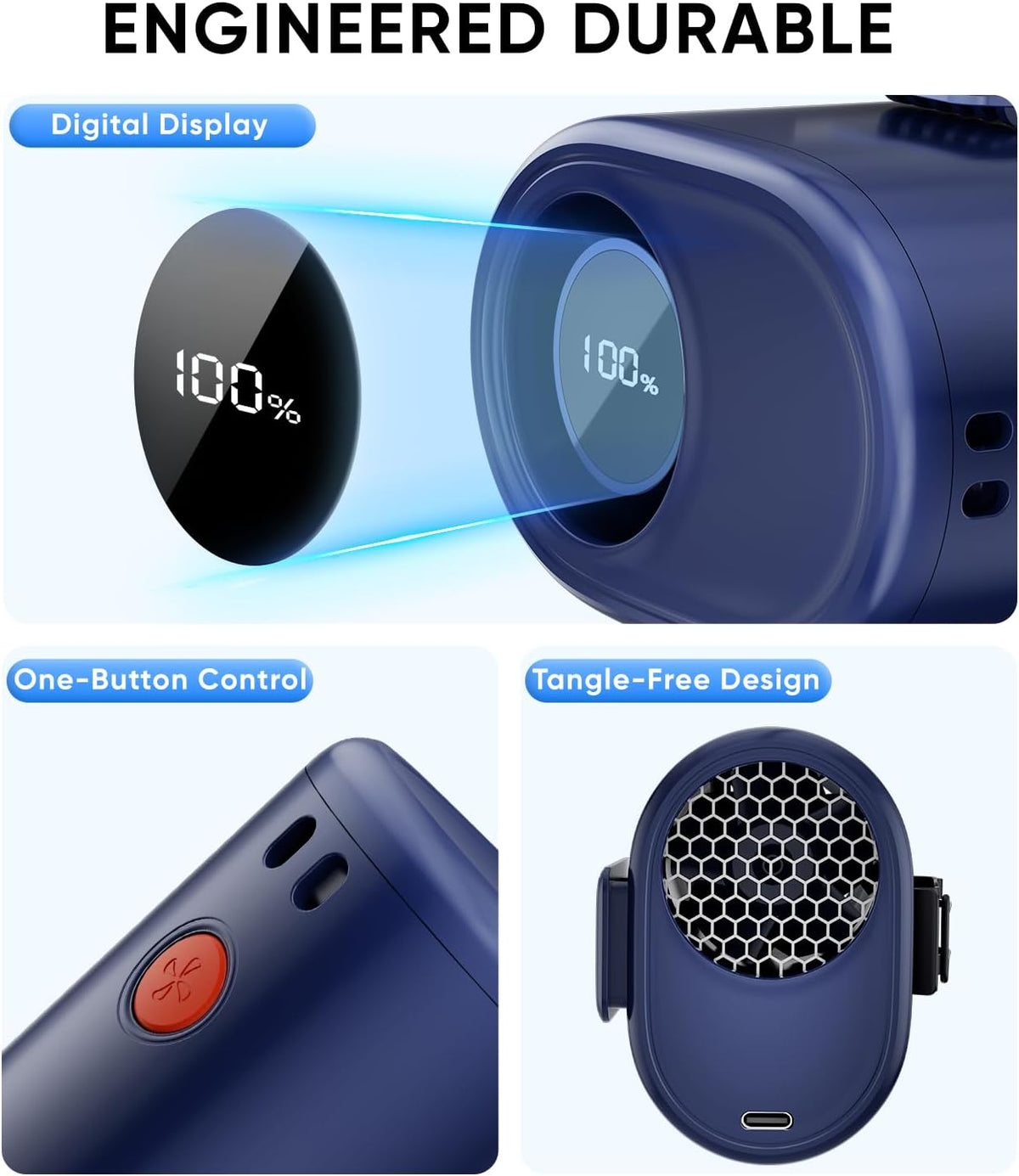 AI Portable Waist Fan, 15,000RPM, 30H Cooling Hands-Free Personal Fan