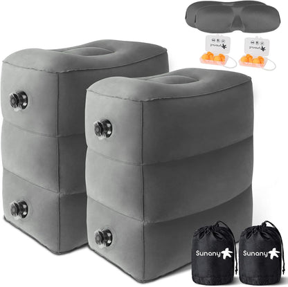 Sunany Inflatable Foot Rest Pillow for Travel, Kids/Adults Airplane Travel Pillow-Adjustable Height for Kids to Sleep While Traveling,Suitable for Airplane, Office, Home, Cars and Any Travel (1 Pack)