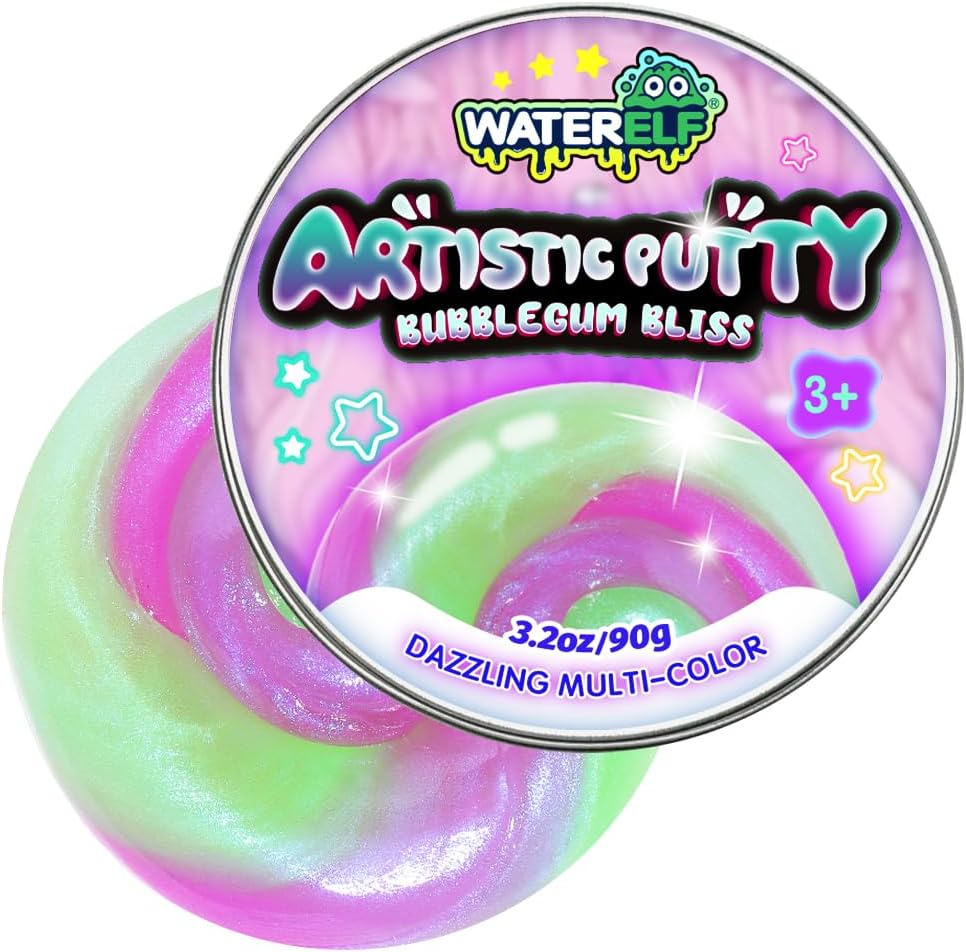 WATERELF Galaxy Putty Slime for Kids - Children's Day Gift, Fidget Sensory Artistic Therapy Putty Toys for Boys Girls Adults, Stress Relief Non-Sticky, 3.11 Inch 3.2 Oz – Golden/Red