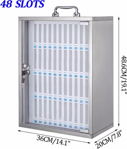 48-Slot Wall-Mounted Phone Storage Box,Lockable Nizer for Mobile Devices,Multi-Slot Charging Station,Silver,Perfect for Home & Office Use,Silver,36Slots