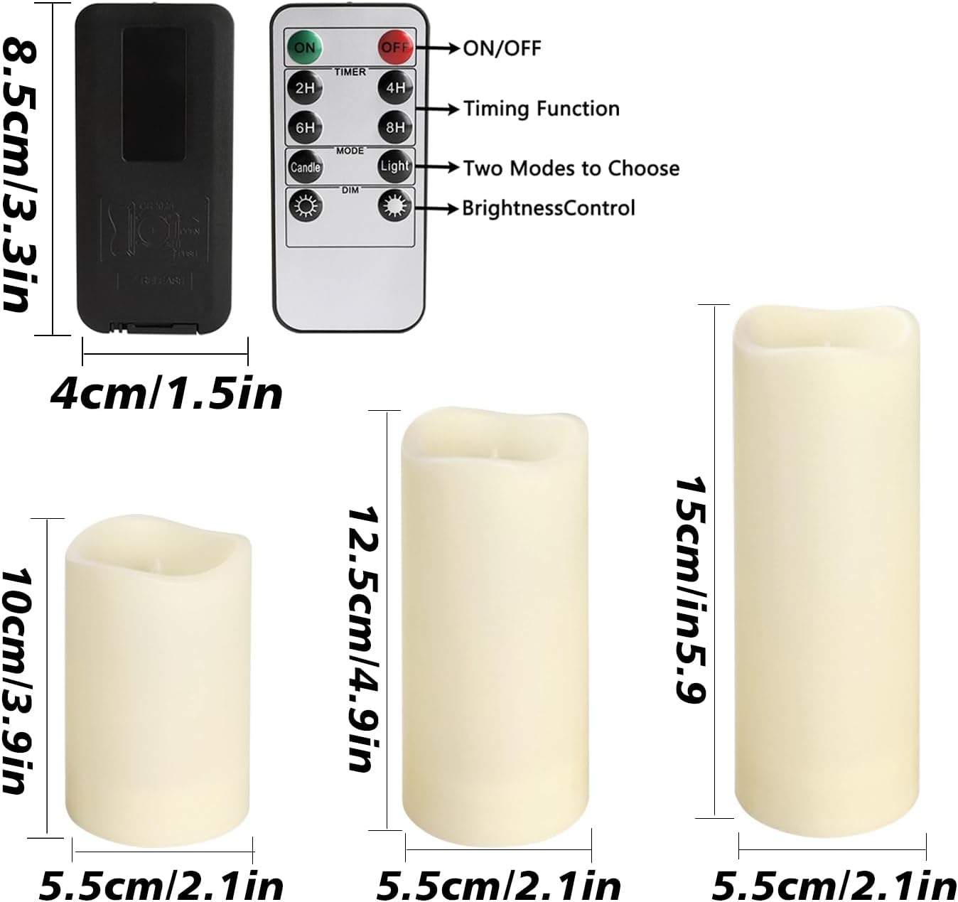 24 Pcs LED Flameless Candles with Remote, 3D Flickering Flame & LED String Lights, Acrylic Clear Cylinder, Timer Function, Romantic Ambience for Home Decor, Party, Wedding (Ivory).