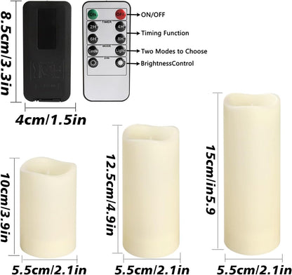 24 Pcs LED Flameless Candles with Remote, 3D Flickering Flame & LED String Lights, Acrylic Clear Cylinder, Timer Function, Romantic Ambience for Home Decor, Party, Wedding (Ivory).