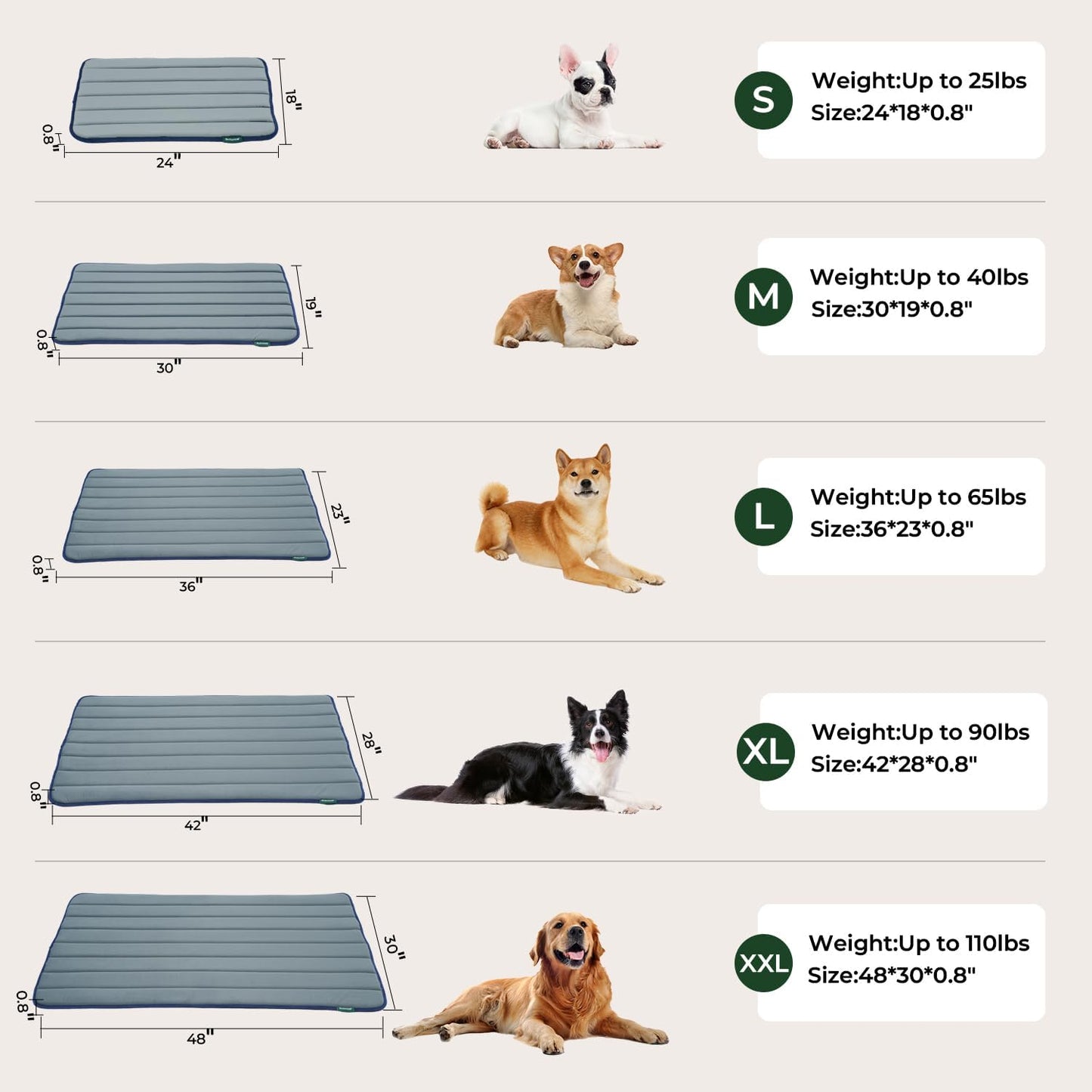 BALANCE Dog Crate Pad, Dog Foam Crate Mat Kennel Pad, Washable Water-Resistant Pet Bed Flat Dogs Cage Mat for Large Dogs
