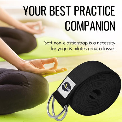 TECEUM 2 IN 1 Yoga & Mat Strap for Stretching – Cotton – 6/8/10 ft