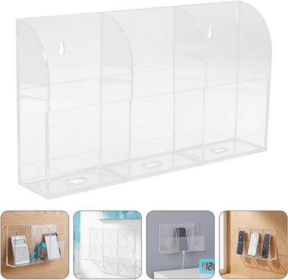 PRETYZOOM 2pcs Acrylic 3 Slot Wall Mounted Phone Charging Bracket for Cell Phones and Remote Controls, Universal Compatibility Organizer to Charge and Store Devices in Home or Office