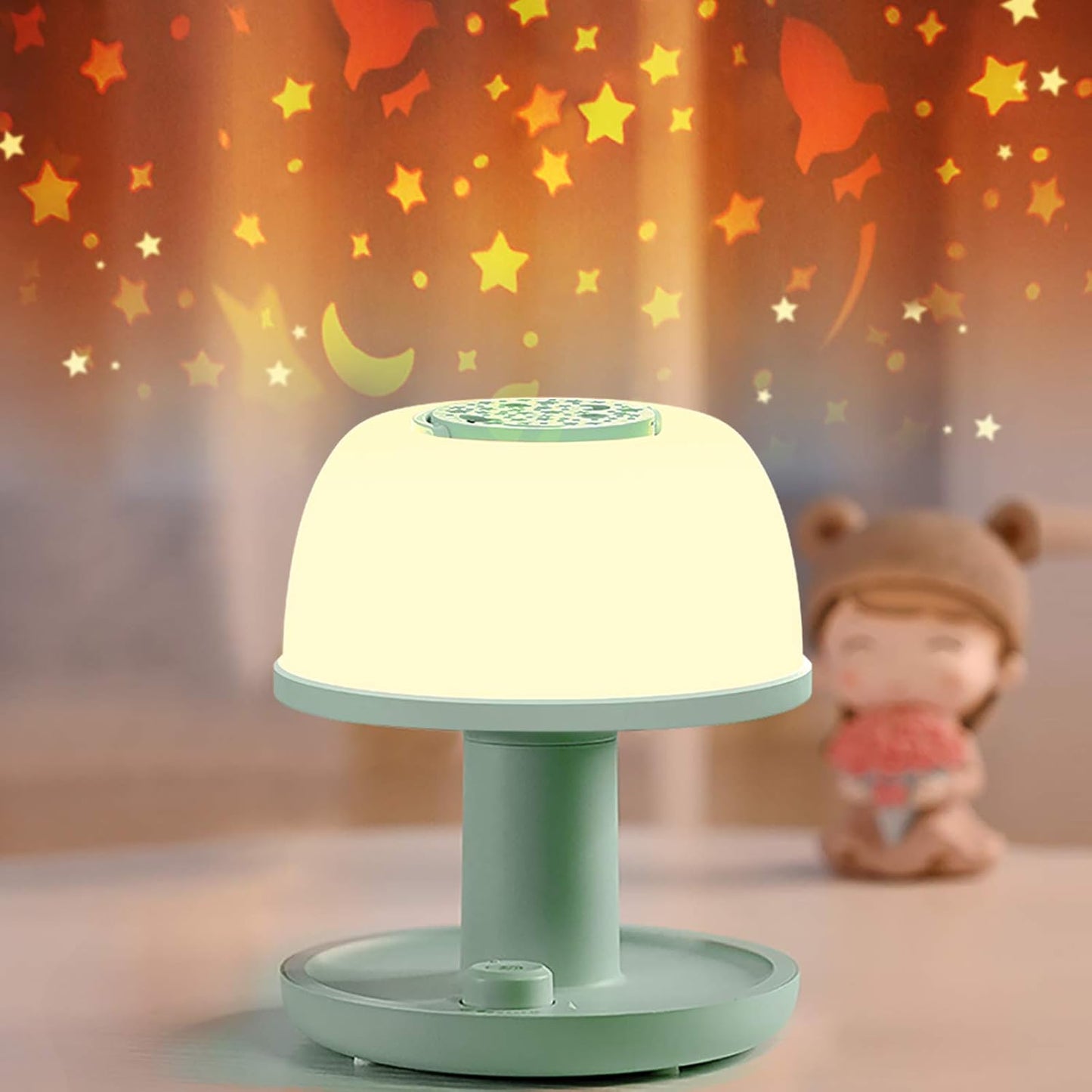 LICKLIP Toddler Night Light Lamp, Dimmable LED Bedside Lamp with Star Projector, Kids Lights Timer Design & Color Changing, Portable Rechargeable Cute Gifts for Children Bedroom