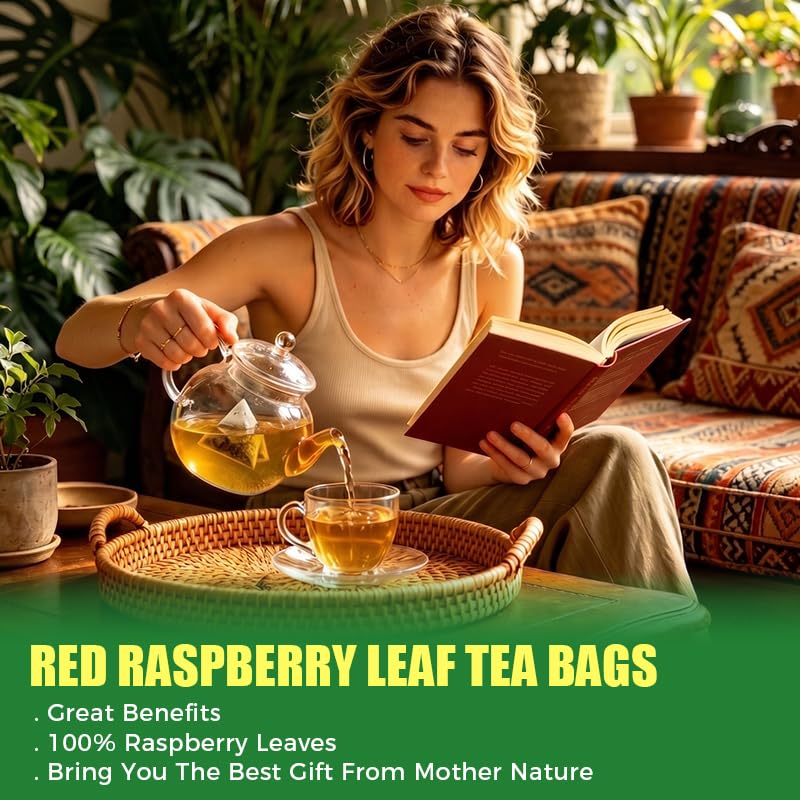 WildSap Emeralds Red Raspberry Leaf Tea, 40 Corn Fiber Bags & Infuser