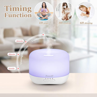 Homeweeks 300ml Essential Oil Diffuser, Quiet Aromatherapy Mist Diffusers for Essential Oils, Wood Grain, Ultrasonic, Remote Control, Timer, 7 Colors Light for Bedroom (300ml)