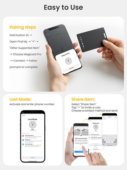 LOXP Rechargeable Wallet Tracker Card 2 Pack, Works with Find My [iOS Only]