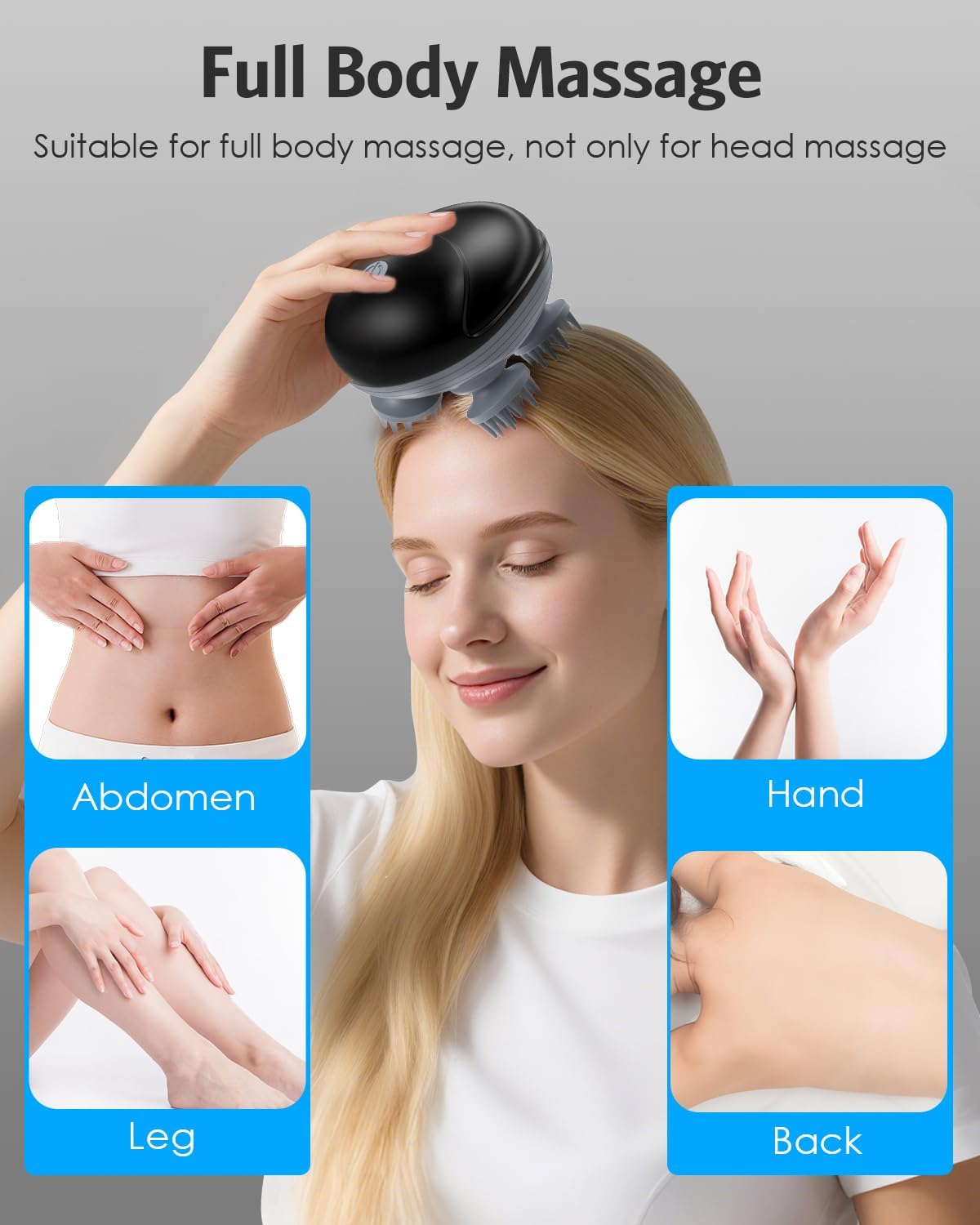 AMIR Upgraded Electric Scalp Massager, Portable Head Massager with Kneading 96 Massage Nodes, Handheld Head Scratcher Massager for Stress Relax and Pain Relief, Ideal Valentine‘s Day Gift for Her/Him