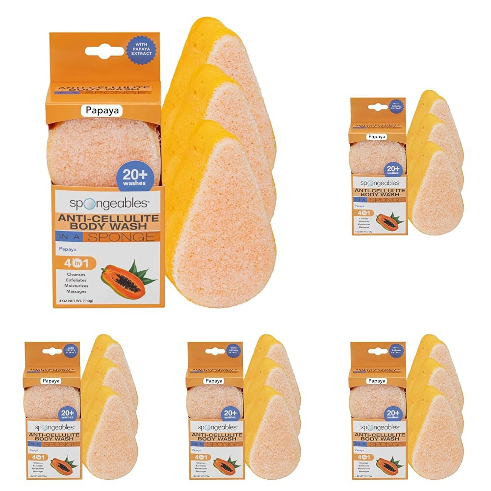 Spongeables Anti-Cellulite Body Wash in a Sponge, Moisturizer and Exfoliator, 20+ Washes