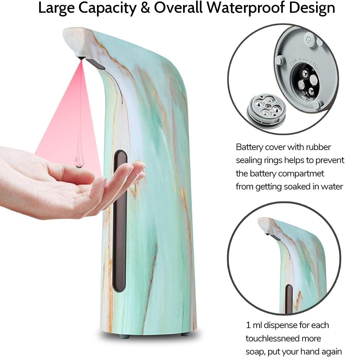 Automatic Soap Dispenser Touchless,400ml Touchless Liquid Soap Dispenser,Hands-Free Dish Soap Dispenser, IPX6 Waterproof Sensor, Auto Liquid Soap Dispenser for Bathroom Kitchen Hotel (Brown)