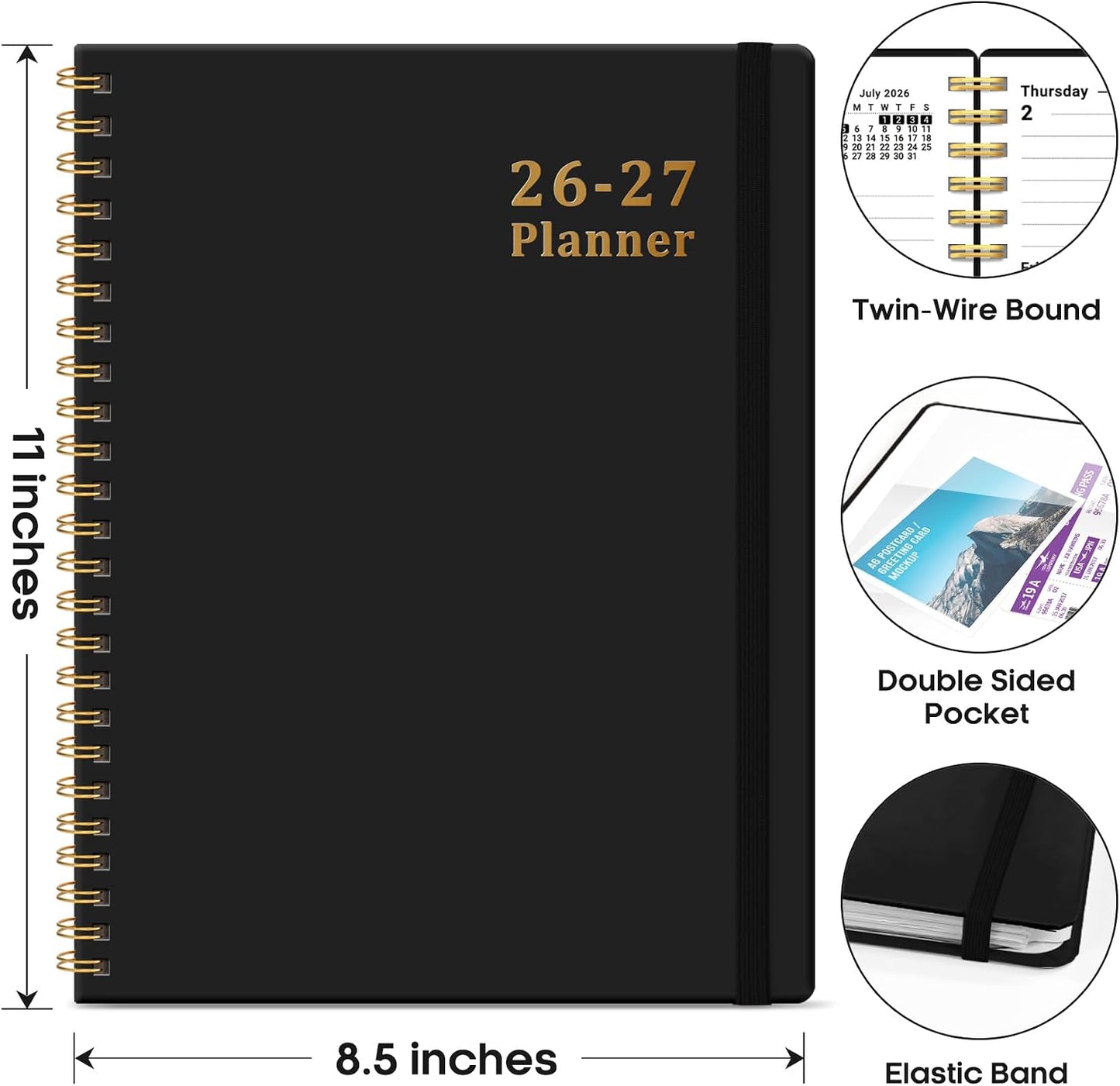 Planner 2026-2027, 8.5" x 11" Weekly and Monthly Academic Year Planner Calendar, July 2026 - June 2027, Hardcover Large School Planning Agenda With Tabs, Perfect for School & Office Supplies, A4, Green