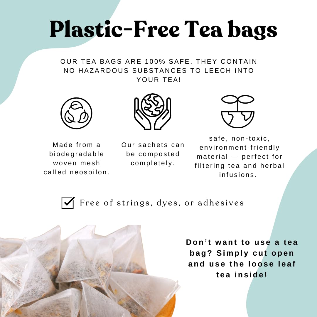 Organic Green Tea Loose Leaf Tea Bags – Energy Blend, Cortisol, Spearmint, Lemongrass, Ginkgo, Focus, Adrenal Support, AIP Herbal Energizing Blend for Cognitive Function, 15 Count