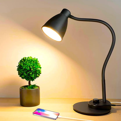 BOHON LED Desk Lamp with USB Charging Port 3 Color Modes Dimmable, Black