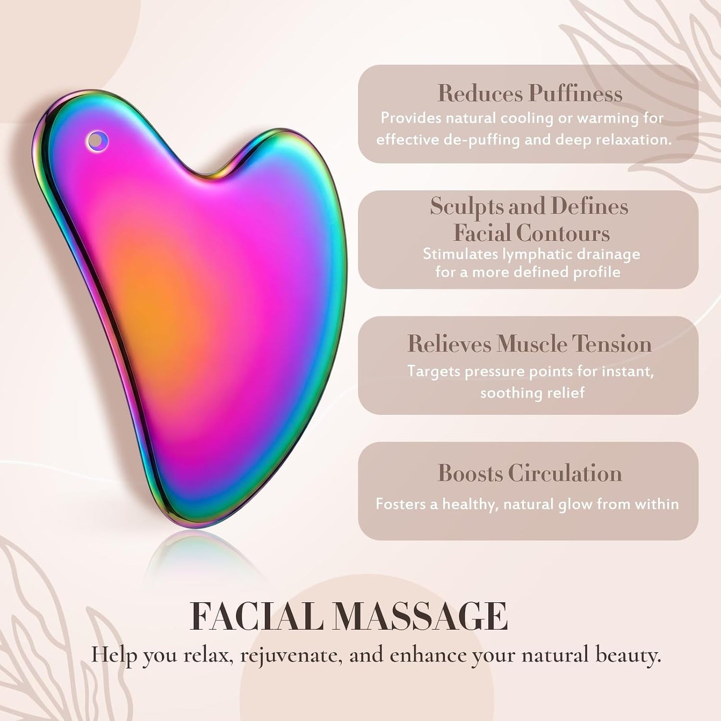 Nuanchu Stainless Steel Gua Sha Facial Tool, Metal Gua Sha for Lymphatic Drainage, Guasha Face Sculpting Double Chin Reduce with Pouch Self Care Gift(304 Stainless Steel,Silver)