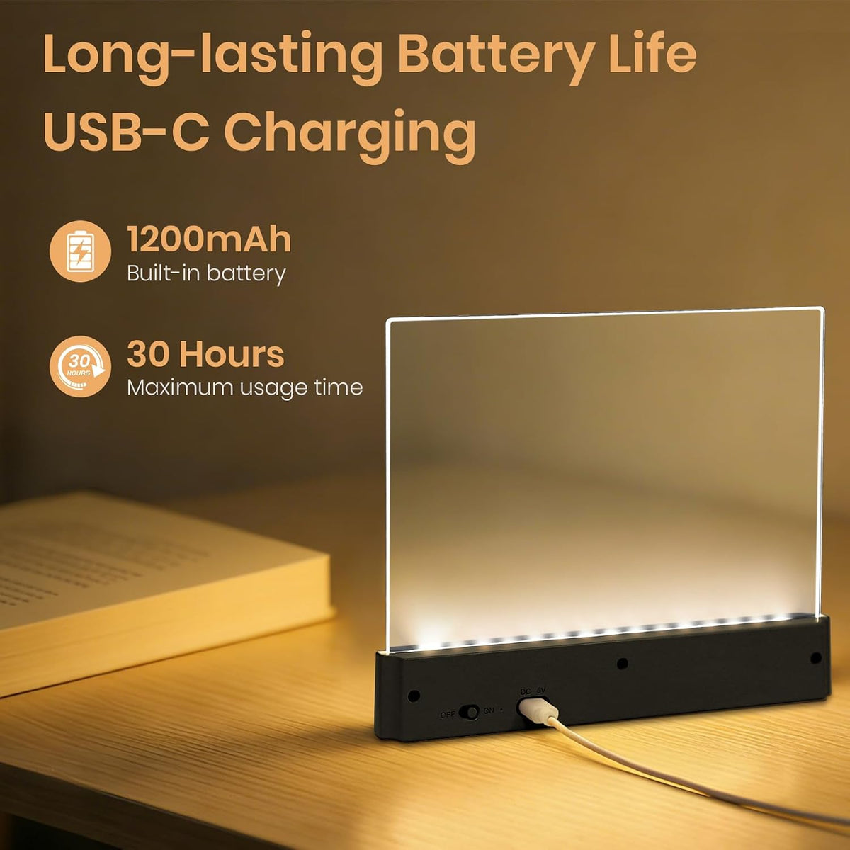 LED Book Light, 3 Color Temps & Stepless Dimming, Night Reading with Timer