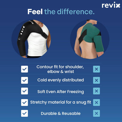 REVIX Arm Shoulder Ice Pack Wrap for Pitchers, Reusable Gel Cold Compression Therapy for Shoulder Throwing Recovery & Athletes, Elbow Ice Sleeve for Volleyball Player, Post-Workout Muscle Relief