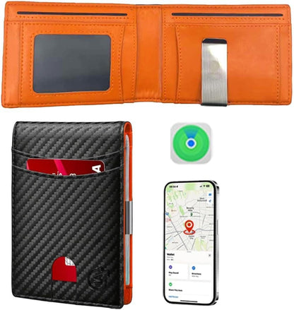 Smart Tracker Wallet for Men,Compatible with Android and Ios, Mens Wallet GPS Tracker Card Holder With Men Gift for Christmas. (Carbon Black) (iOS & Android)