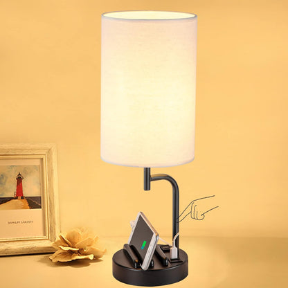 Dreamholder Touch Control USB Table Lamp, Upgraded 3-Way Dimmable Bedside Desk Lamp with USB C & A Charging Ports and AC Outlet, Nightstand Lamp for Bedroom, Dimmable Bulb Included, Gold
