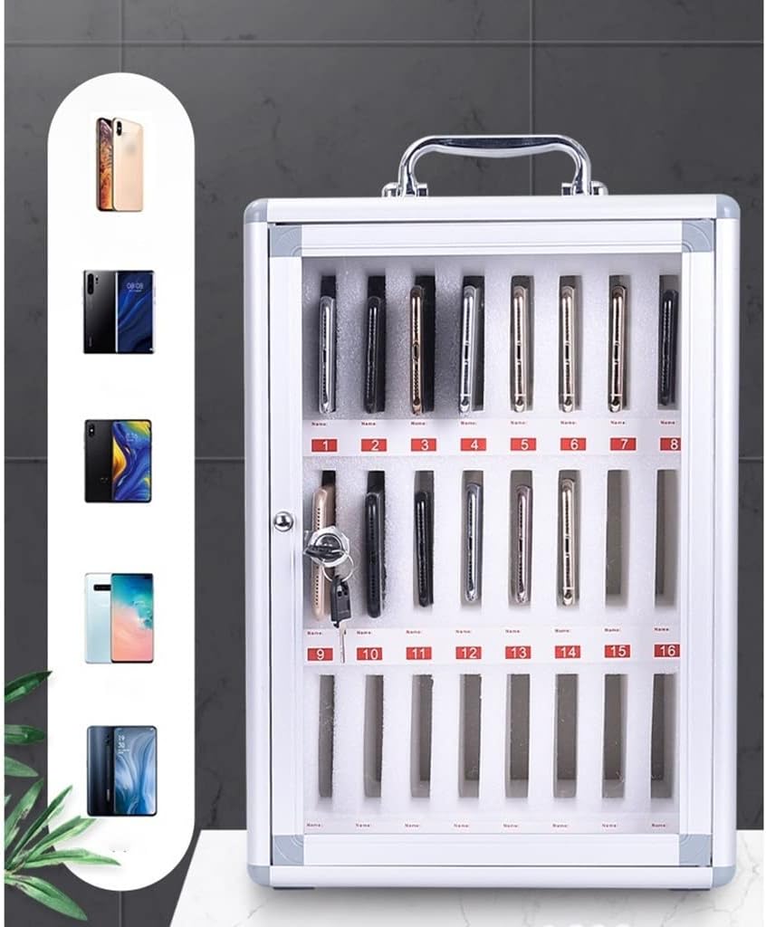 Transparent Acrylic Phone Charging Station with Lock for 24 Devicessecure Mobile Device Nizer for Office Desks and Workspaces1260 Bit Capacity,Argenté.-36 Bits