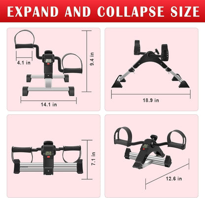 TABEKE Under Desk Bike Pedal Exerciser, Fully Assembled Mini Exercise Bike for Leg and Arm Workouts, Foldable Desk Bike Peddler Machine for Seniors with Clear LCD Display & Adjustable Resistance