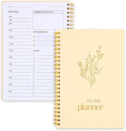 Thboxes Undated Daily Planner with Hourly Schedule, 5.71" X 8.35" Daily To DO List Noteboook Set Goals A5 Daily Personal Organizer Notepad for School Work Office Improve Efficiency Planner, Green