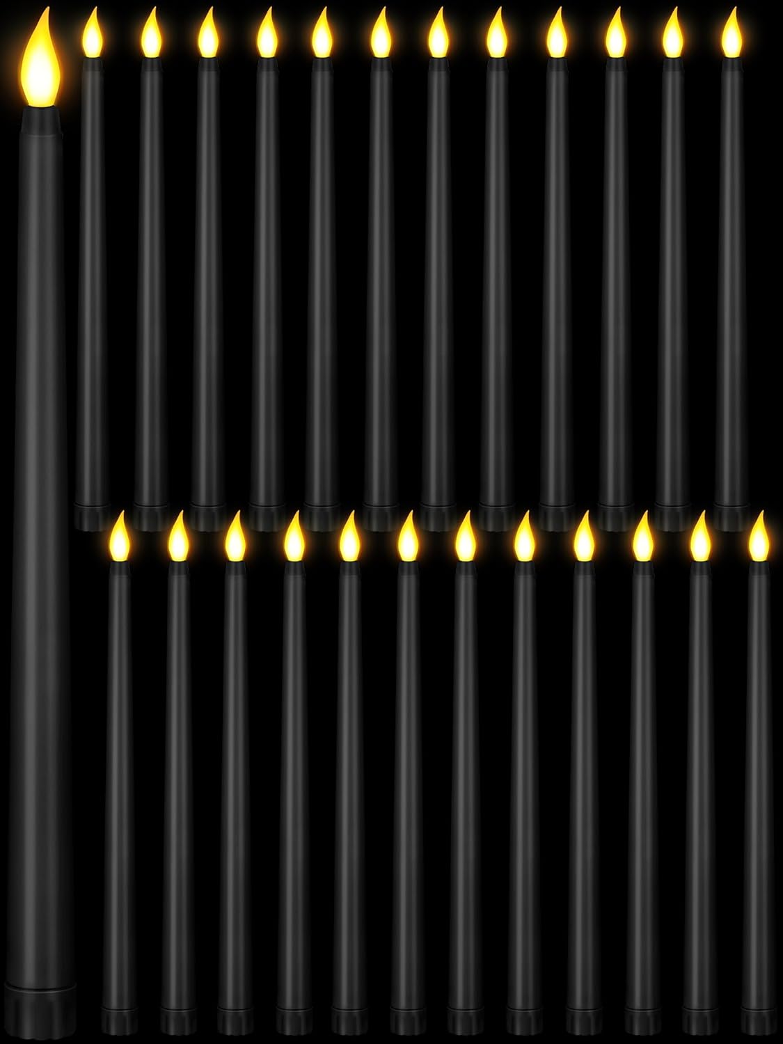 Treela 24 Pcs Flameless Taper Candles Battery Operated Bulk Fake Candles Light LED Candle Sticks Flickering Tapered for Easter Wedding Anniversary Decoration(Basic,11 Inch,Ivory)