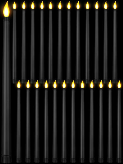 Treela 24 Pcs Flameless Taper Candles Battery Operated Bulk Fake Candles Light LED Candle Sticks Flickering Tapered for Easter Wedding Anniversary Decoration(Basic,11 Inch,Ivory)