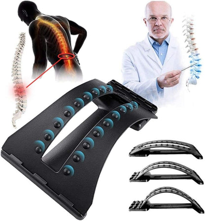 Back Magic Multi-Level Back Stretching Device，Back Alignment Device,Lumbar Stretcher Spinal, Lower and Upper Muscle Pain Relief(Black)